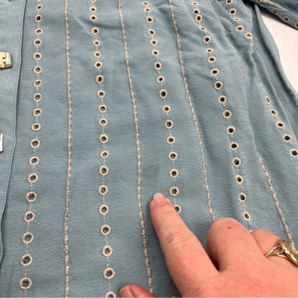 John Mark Light Blue Eyelet Button-Front Women's … - image 7